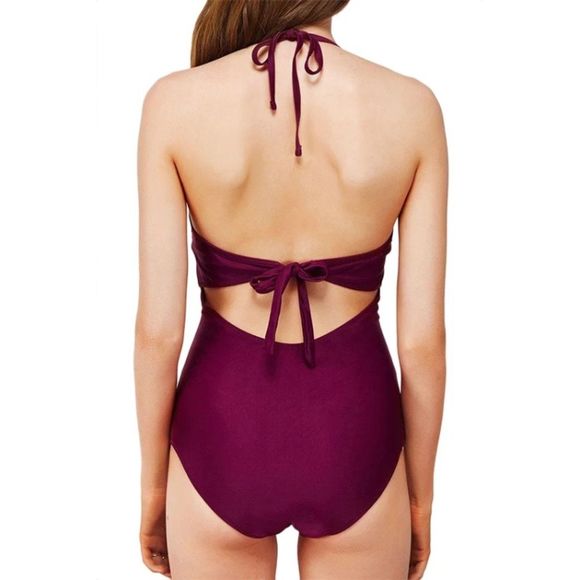 Cupshe Merlot One Piece Boho Crochet Neckl… - Picture 8 of 10